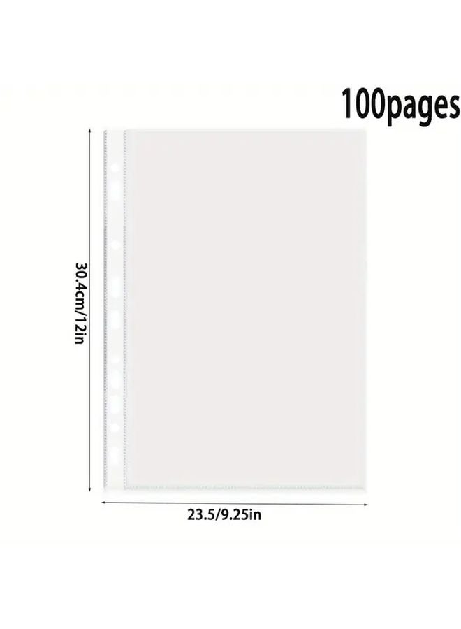 100 صفحة A4 واقيات أوراق شفافة بإغلاق سحاب منظم مستندات شفاف للمكتب المدرسة المنزل السفر - Image 2